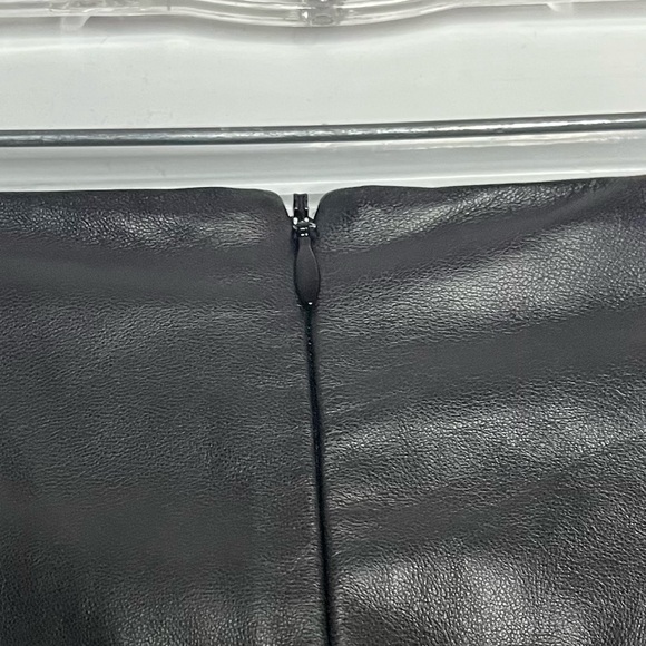 🔥Armani Collezioni Black Agnello Lamb Leather Pencil Skirt wRuffle Hem Holiday - Picture 8 of 13